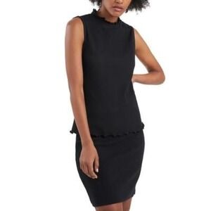 Riley & Rae Valerie Ribbed Lettuce-Edge Top- Rich Black M